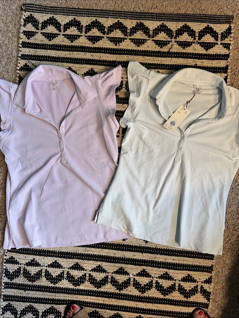 Calia - Pair of Lightweight Knit Polo Tops - Lilac & Pale Blue